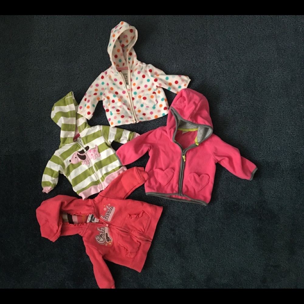 Four baby girl’s hoodies